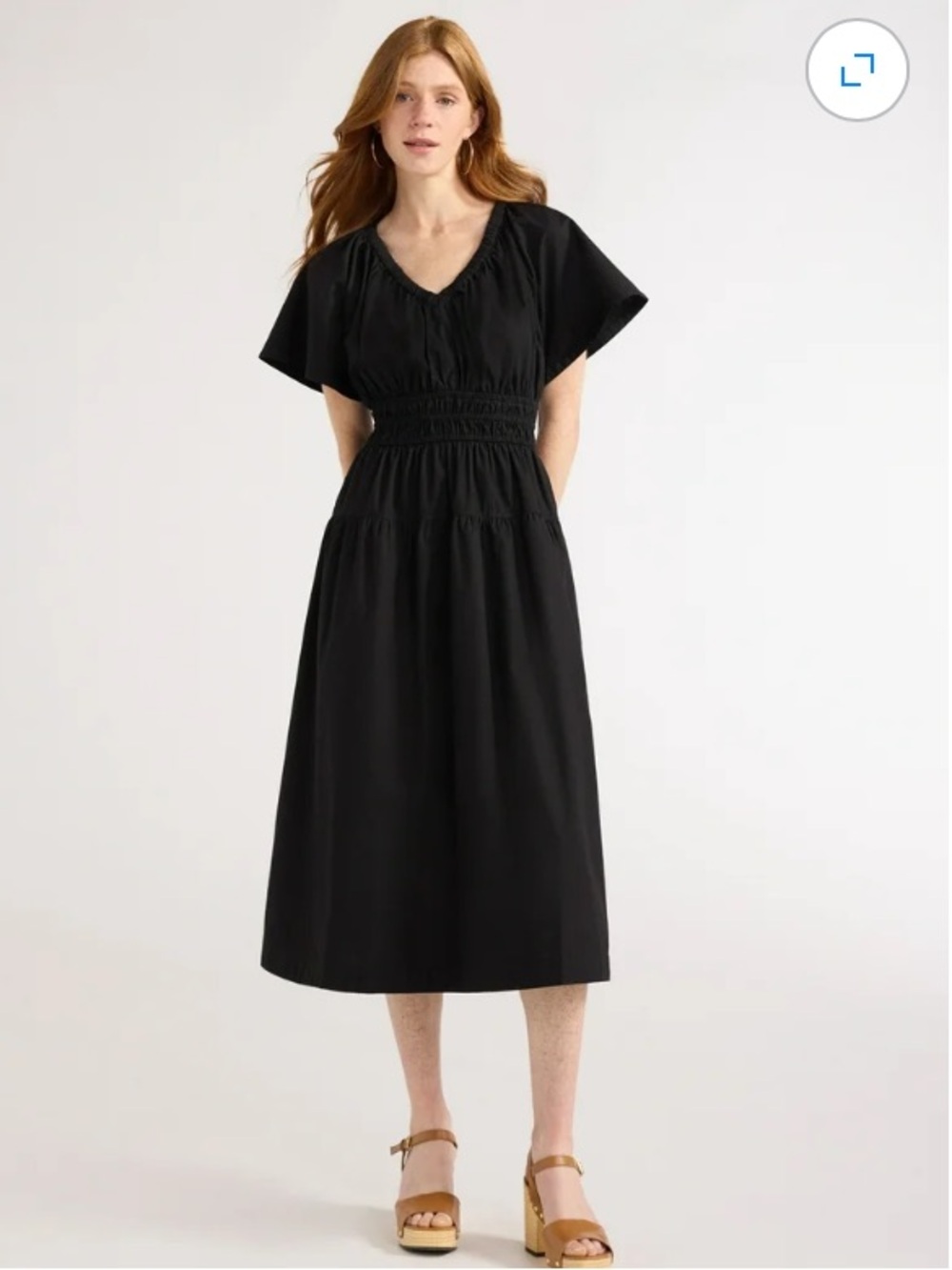 Free Assembly Cotton Smock Waist Midi Dress NWT